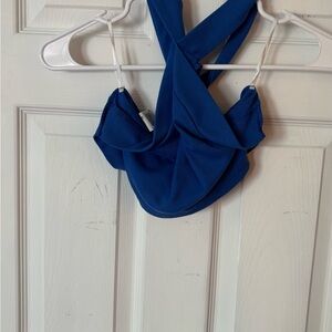 Blue Cross Neck Ribbed Crop Top - Originally 20.00 AT LOWEST SUGGESTED LISTING